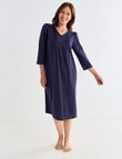Ruby & Bloom V-neck Cotton Nightie, Navy Spot, 10-26 product photo View 03 S