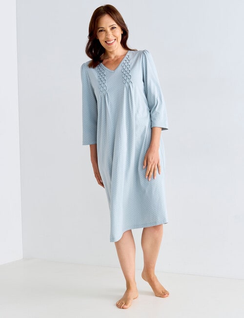 Ruby & Bloom V-neck Cotton Nightie, Mint Spot, 10-20 product photo View 03 L