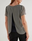 Oliver Black Gingham Short Sleeve Double Layer Top, Navy product photo View 02 S