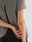 Oliver Black Gingham Short Sleeve Double Layer Top, Navy product photo View 04 S