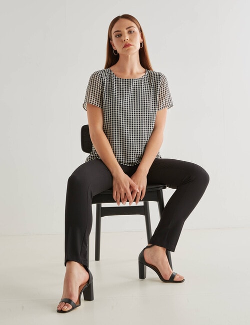 Oliver Black Gingham Short Sleeve Double Layer Top, Navy product photo View 07 L
