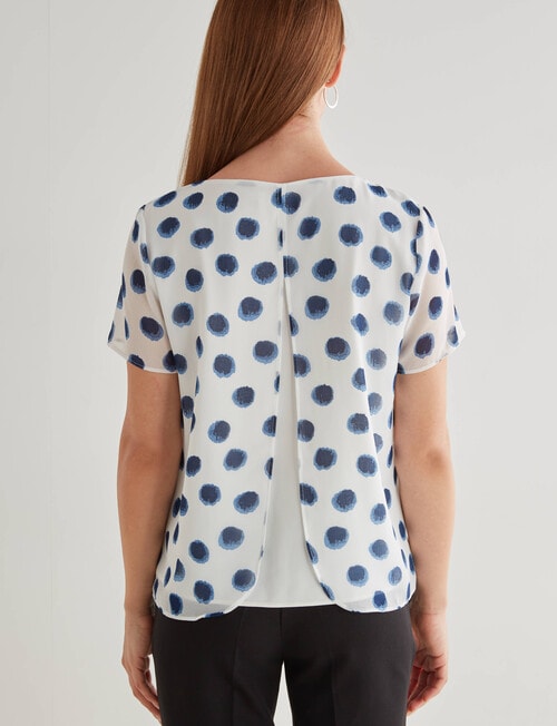 Oliver Black Spot Short Sleeve Double Layer Top, White & Blue product photo View 02 L