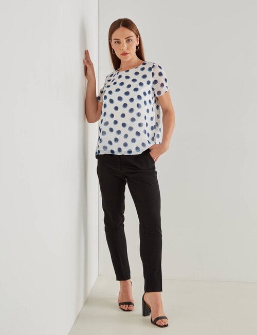 Oliver Black Spot Short Sleeve Double Layer Top, White & Blue product photo View 03 L