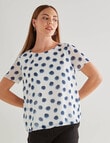 Oliver Black Spot Short Sleeve Double Layer Top, White & Blue product photo View 05 S