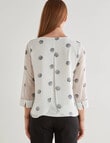 Oliver Black Bloom Spot 3/4 Double Layer Top, White & Navy product photo View 02 S