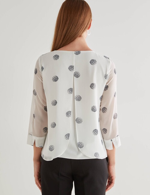 Oliver Black Bloom Spot 3/4 Double Layer Top, White & Navy product photo View 02 L