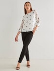 Oliver Black Bloom Spot 3/4 Double Layer Top, White & Navy product photo View 03 S