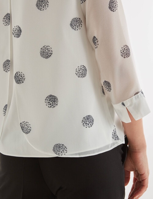 Oliver Black Bloom Spot 3/4 Double Layer Top, White & Navy product photo View 04 L