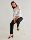 Oliver Black Bloom Spot 3/4 Double Layer Top, White & Navy product photo View 07 S