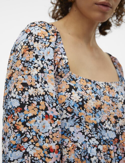 Vero Moda Ginny Fabi 3/4 Sleeve Short Dress, Black product photo View 04 L