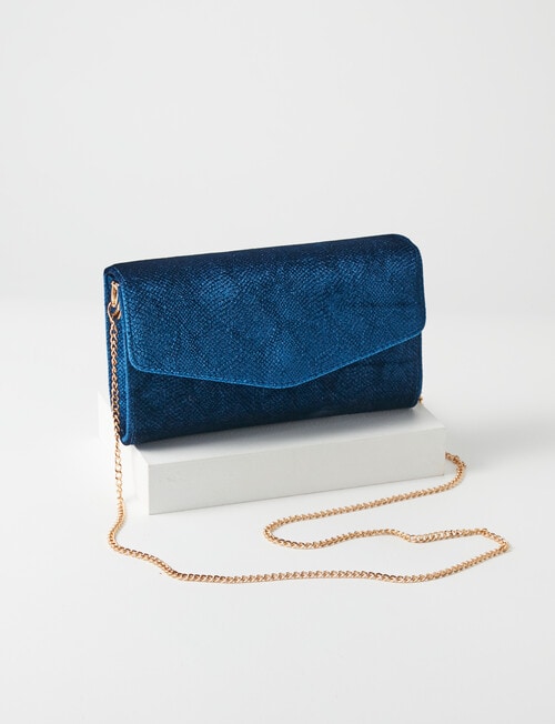 Harlow Textured Velvet Envelope Clutch, Navy product photo View 02 L