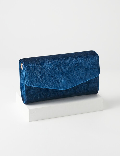 Harlow Textured Velvet Envelope Clutch, Navy product photo View 03 L