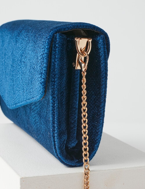 Harlow Textured Velvet Envelope Clutch, Navy product photo View 04 L