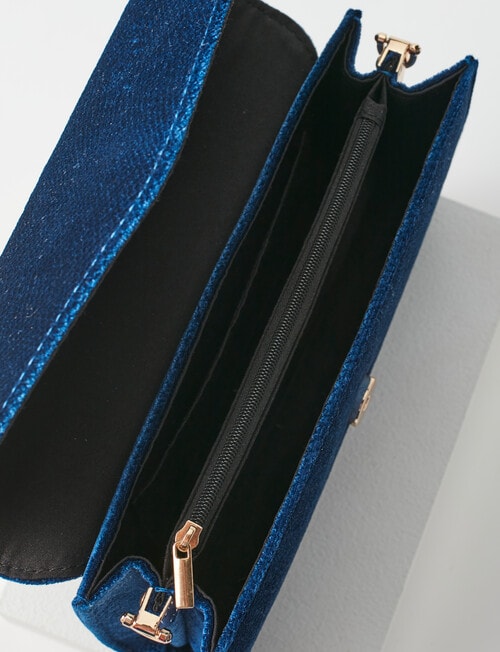 Harlow Textured Velvet Envelope Clutch, Navy product photo View 07 L