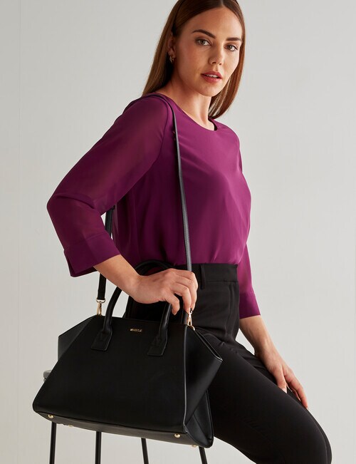 Whistle Accessories Amy Shopper Bag, Black Handbags