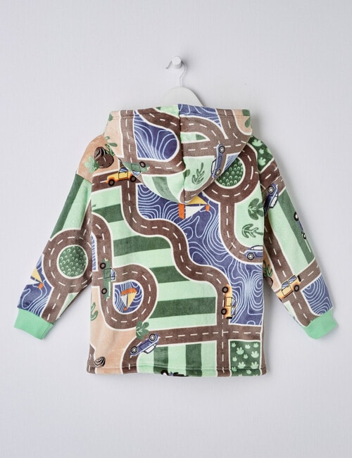 Sleep Mode Road Map Oversized Hoodie, Green, 2-8 product photo View 02 L