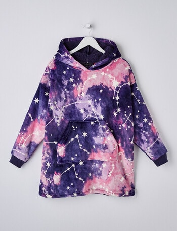 Sleep Squad Constellation Oversized Hoodie, Purple, 8-16 product photo