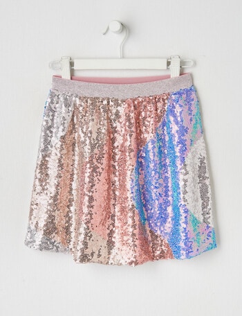 Mac & Ellie Sequin Skirt, Silver product photo