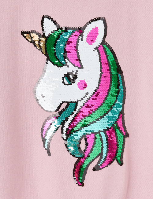 Mac & Ellie Unicorn Flip Sequin Sweatshirt, Dusty Pink & Grey Marle product photo View 02 L