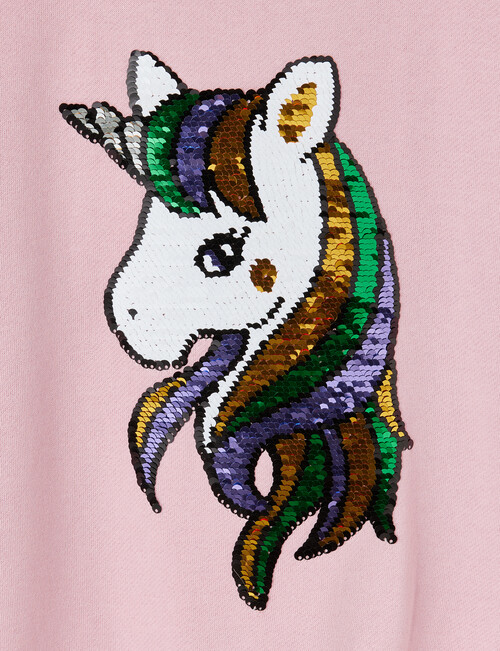 Mac & Ellie Unicorn Flip Sequin Sweatshirt, Dusty Pink & Grey Marle product photo View 03 L