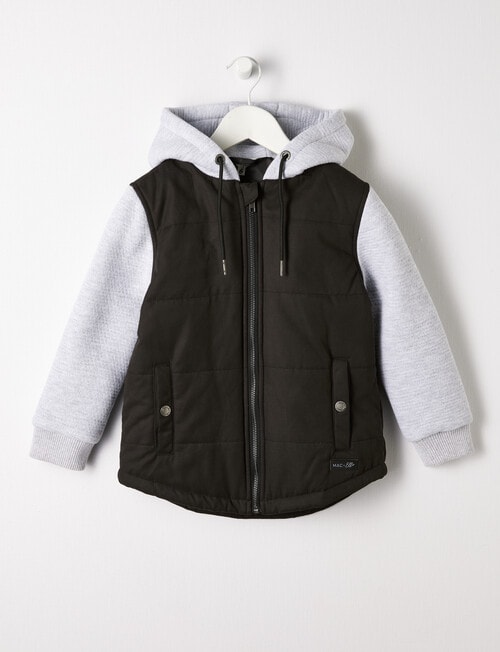 Mac & Ellie Knit Woven Puffer Jacket, Black product photo