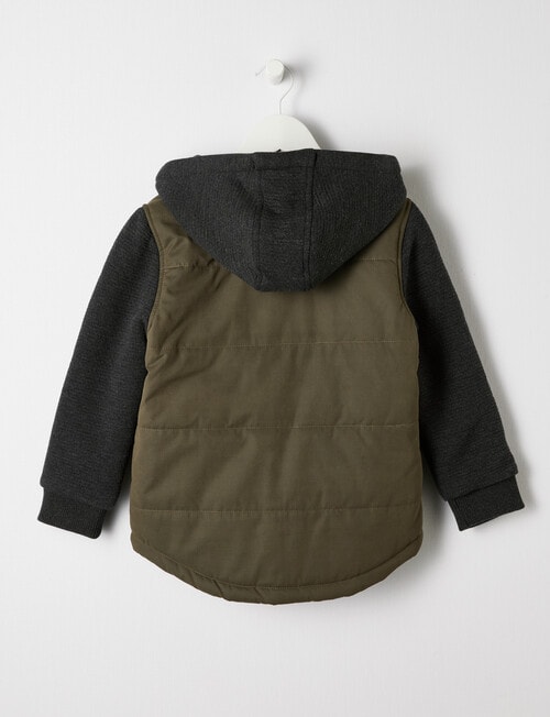 Mac & Ellie Knit Woven Puffer Jacket, Khaki product photo View 02 L