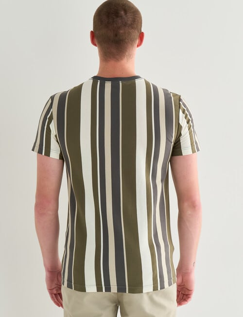 Tarnish LA Vertical Stripe Short Sleeve Tee, Khaki product photo View 02 L