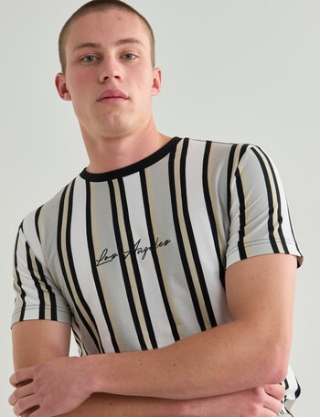 Tarnish LA Vertical Stripe Short Sleeve Tee, Gray product photo
