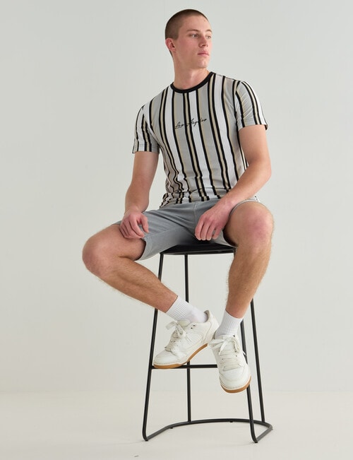 Tarnish LA Vertical Stripe Short Sleeve Tee, Gray product photo View 03 L