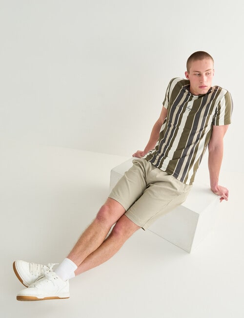 Tarnish LA Vertical Stripe Short Sleeve Tee, Khaki product photo View 03 L