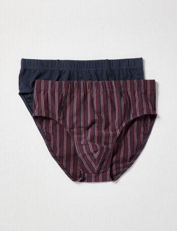 Chisel Vertical Stripe Brief, 2-Pack, Navy, Pink & Burgundy product photo