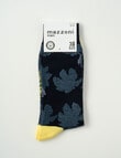 Mazzoni Flower Cotton-Blend Dress Sock, Navy product photo View 02 S