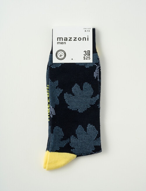 Mazzoni Flower Cotton-Blend Dress Sock, Navy product photo View 02 L