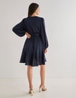 Harlow Long Sleeve Wrap Party Dress, Navy product photo View 02 S