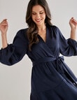 Harlow Long Sleeve Wrap Party Dress, Navy product photo View 04 S