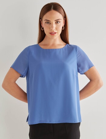 Oliver Black Short Sleeve Double Layer Top, Mid Blue product photo