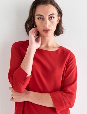 Oliver Black Three-Quarter Sleeve Double Layer Top, Berry product photo