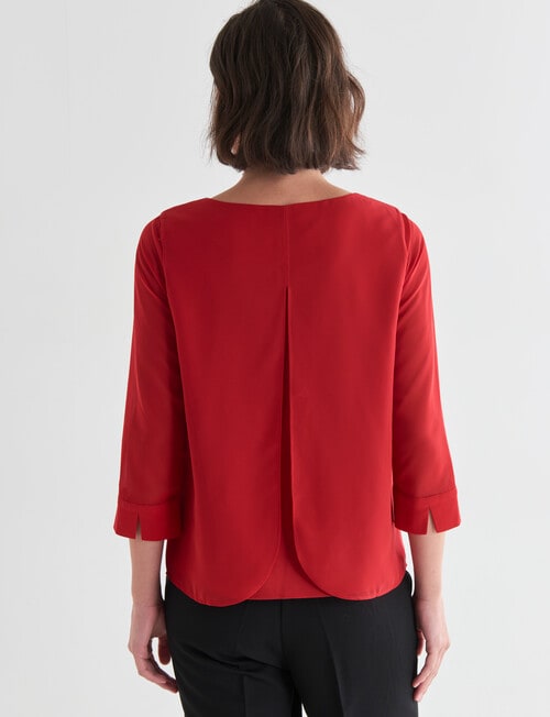 Oliver Black Three-Quarter Sleeve Double Layer Top, Berry product photo View 02 L