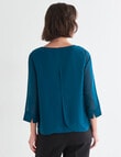 Oliver Black Three-Quarter Sleeve Double Layer Top, Deep Green product photo View 02 S