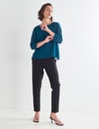 Oliver Black Three-Quarter Sleeve Double Layer Top, Deep Green product photo View 03 S