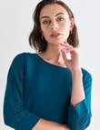 Oliver Black Three-Quarter Sleeve Double Layer Top, Deep Green product photo View 04 S