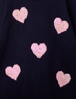 Mac & Ellie Heart Long Sleeve Flip Sequin Tee, Navy product photo View 02 S
