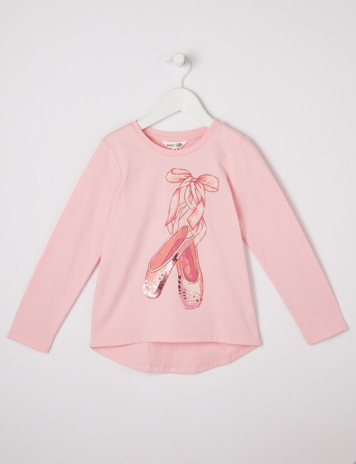 Mac & Ellie Ballerina Slippers Long Sleeve Tee, Dusty Pink product photo