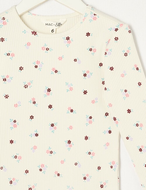 Mac & Ellie Floral Long Sleeve Rib Tee, Vanilla product photo View 02 L