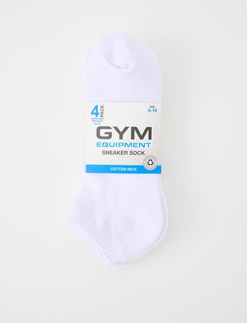 Gym Equipment Cushion Sole Sneaker Sock, 4-Pack, White product photo View 02 L