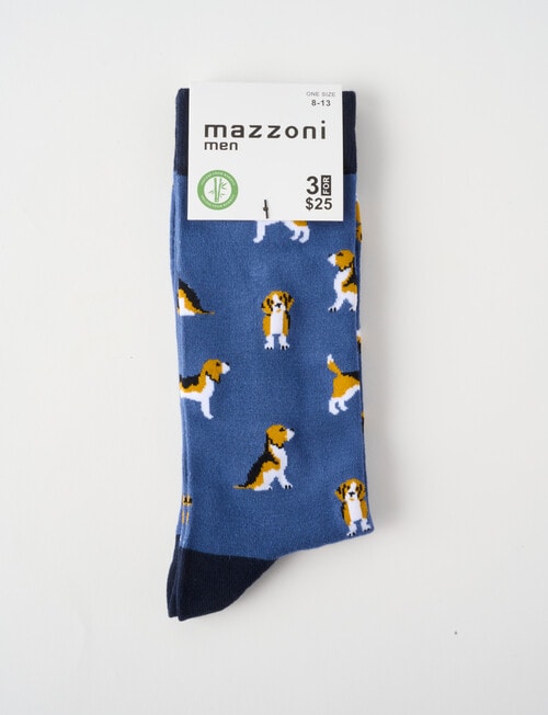 Mazzoni Viscose Bamboo-Blend Dog Dress Sock, Blue product photo View 02 L