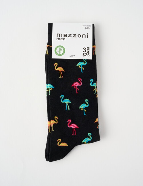 Mazzoni Rainbow Flamingo Viscose Bamboo-Blend Dress Sock, Black product photo View 02 L
