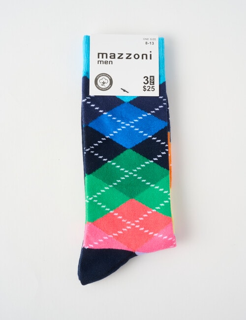 Mazzoni Argyle Cotton-Blend Dress Sock, Rainbow product photo View 02 L