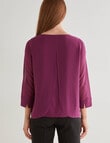 Oliver Black 3/4 Sleeve Double Layer Top, Amethyst product photo View 02 S