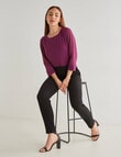 Oliver Black 3/4 Sleeve Double Layer Top, Amethyst product photo View 03 S